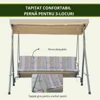 Outsunny Dondolo da Giardino 3 Posti in Acciaio con Tetto Regolabile e Cuscini(m-7)