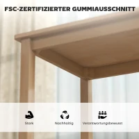 HOMCOM 3-teiliges Esstisch-Set mit 2 Stühlen, Küchentisch für kompakte Räume, gepolsterte Stühle, platzsparend, MDF, Naturholz(m-7)