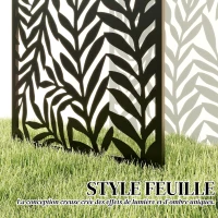 Outsunny Panneau Brise Vue décoratif Extérieur, Claustra Décoratif Jardin à motif découpé en feuilles, 130 x 65 cm, Noir(m-4)