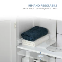 kleankin Mobile Sottolavabo a 2 Ante con Ripiano Regolabile e Intaglio a U, 60x30x60 cm, Bianco(m-6)