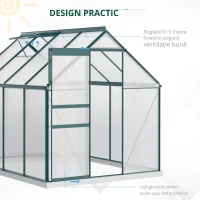 Outsunny Sera Walk-In Aluminiu & Policarbonat – Ventilatie si Jgheab(m-6)