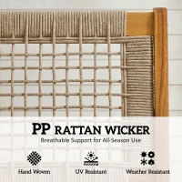 Outsunny Fotel ogrodowy z podnóżkiem 2-częściowy FSC Drewno akacjowe Fotel wypoczynkowy z siedziskiem rattanowym Styl boho Regulowane nóżki(m-5)