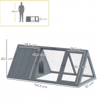 PawHut Rabbit Hutch, Wooden Guinea Pig Hutch with Run and Doors, Outdoor Triangle Bunny House for Rabbits,Duck and Chicken(m-3)