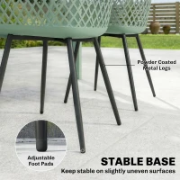 Outsunny Garden Chairs Set of 4, Garden Dining Chairs with Cut Out Diamond Back and Armrests for Patio, Balcony, Terrace, Green(m-7)