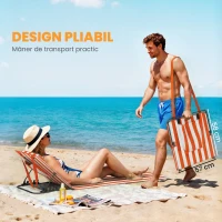 Outsunny Set 2 Șezlonguri Pliabile Portabile pentru Plajă, Spătar Reglabil, Portocaliu.(m-6)