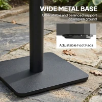 Outsunny Bijzettafel 70 x 70 cm weerbestendig tuintafel met houtlook brede basis, vierkant natuurhout(m-7)