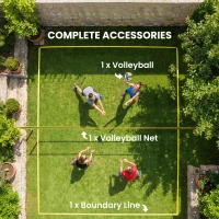 SPORTNOW Portable Volleyball Net Set with Adjustable Height Steel Poles, Volleyball, Boundary Line and Carrying Bag for Beach(m-8)