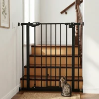 PawHut Cancellino per Cani Regolabile Alto con Porta Piccola e Chiusura Automatica, 74-80x104cm, Nero(m-10)