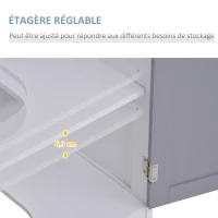 kleankin Meuble salle de bain sous lavabo - meuble sous-vasque - placard 2 portes avec étagère - dim. 60L x 30l x 60H cm - en bois gris blanc(m-6)