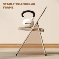 HOMCOM Zestaw 2 składanych krzeseł, przenośne krzesła biurowe, metalowe nogi, składane krzesło do biura, recepcji, poczekalni, wygląd lnu, beżowe(m-5)