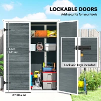 Outsunny Domek Ogrodowy 0,8m², Składany Domek na Narzędzia 134 x 68,5 x 170 cm Plastikowy z Podwójnymi Drzwiami i Podłogą(m-6)