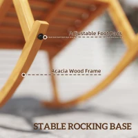 Outsunny Schommelstoel van Acaciahout Schommelstoel met Hoge Rugleuning Kussens tot 160 kg 60 x 89 x 107 cm Beige(m-6)