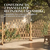 Outsunny 2 Pannelli Recinzione Espandibili, Giardino in Legno, 180x30x103 cm, Marrone(m-4)