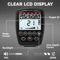 Outsunny Wykrywacz metali IP68 Wodoodporny składany Detektor metali z 4 trybami Słuchawki Łopatka Torba LCD Wyświetlacz(m-6)