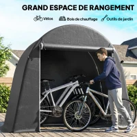 Outsunny Abri de jardin tente de stockage étanche abri moto porte enroulable fermeture éclair, 245 x 120 x 200 cm, gris foncé(m-5)