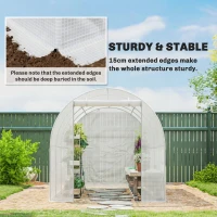 Outsunny Folia szklarniowa 4 x 2 m, wodoodporna folia ogrodowa z drzwiami, 8 okien, ochrona UV, odporna na rozdarcia, polietylen, biała(m-5)