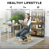 HOMCOM Ergonomiczne krzesło klęcznik, zdrowotne krzesło dla domu, biura, medytacji, ciemnoniebieskie(m-6)