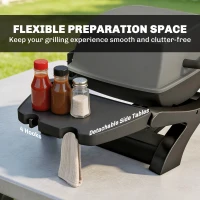 Outsunny Grill gazowy 3,3 kW Stołowy grill z 1 palnikiem składane boczne stoliki ruszty żeliwne wyjmowana taca na tłuszcz(m-6)