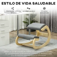 HOMCOM Silla Ergonómica de Rodillas Silla de Rodillas de Madera Taburete Ergonómico Cojín Acolchado 55x85x55 cm Gris(m-6)