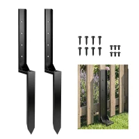Outsunny 2 Pack Fence Post Repair Kit, 81 cm Metal Fence Post Support with Drill, Garden Ground Spikes for Broken Gate, Posts(m-11)