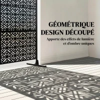 Outsunny Panneau Brise Vue décoratif Extérieur Claustra Décoratif Jardin 3 Panneaux à motif géométrique métal 92x40x192cm Noir(m-4)