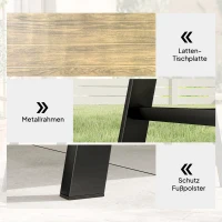 Outsunny Outdoor-Couchtisch, rechteckiger Metall-Beistelltisch mit Tischplatte in Holzoptik, 100 x 55 cm, Braun(m-5)