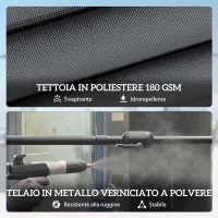 Outsunny Ombrellone Doppio a 12 Stecche con Manovella, Base a Croce e Sacchi, in Metallo e Poliestere, 3x1.5 m, Grigio Scuro(m-7)