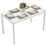 HOMCOM Table à manger extensible 80-120 cm pour 4 à 6 personnes, table de cuisine avec extension coulissante, blanc(m-1)