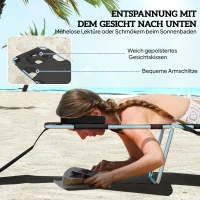 Outsunny Gartenliege, Liegestuhl mit gepolsterter Gesichtsöffnung, Massage-Liege für draußen, Seitentasche, Stoff, Metall, Schwarz(m-5)