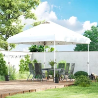 Outsunny Tonnelle de jardin exterieur 3x3m, tonnelle pliante pop-up, roues, protection solaire UPF50+, hauteur réglable, blanc(m-10)