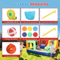 AIYAPLAY Castelo Insuflável Aquático com Ventoinha 550 W 9 em 1 com Escorrega Trampolim Escalada 2 Piscinas 330x290x185 cm Multicor(m-8)