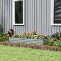 Outsunny Carré potager rectangulaire, lit de jardin surélevé en acier galvanisé, fond ouvert, 180 x 90 x 30 cm, gris argenté(m-10)