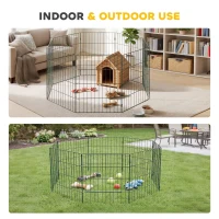 PawHut 8 Panel Pet Playpen for Small Dogs Indoor Outdoor 60 cm Height(m-6)