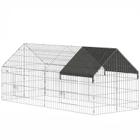 PawHut Rabbit Run with Protective Cover for  Small Animals, Chickens, Guinea Pigs, Tortoises, 180 x 75 x 75 cm, Black(m-1)