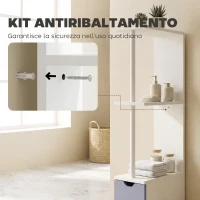 HOMCOM Colonna Bagno, Mobile Bagno Salvaspazio in Legno, Mobiletto con Armadietto, Ripiani e Cassetti, 15x33x136.8 cm, Grigio Chiaro(m-9)