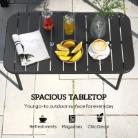 Outsunny Stolik kawowy na zewnątrz, prostokątny metalowy stolik patio z lamelowym blatem, odporny na warunki atmosferyczne(m-6)