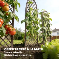 Outsunny Lot de 3 Treillis de jardin en osier tissé Panneau Arc pour Plantes grimpantes 43 x 2 x 112 cm, effet bois naturel(m-6)