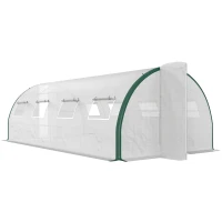 Outsunny Serre tunnel de jardin 18m², serre de jardin tunnel avec portes et 8 fenêtres, bâche PE 140g/m² 600 x 300 x 200 cm blanc(m-12)