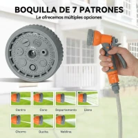 DURHAND Manguera Retráctil de Pared con Carrete de 10+1 m con Retorno Enrollado Automático y Boquilla de 7 Funciones Gira 180°(m-4)
