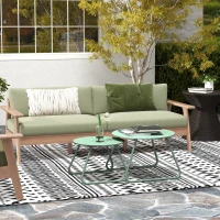 Outsunny Lot de 2 tables basses rondes gigognes empilables de Jardin métal époxy, Table d'Appoint Stable pour extérieur, vert(m-10)