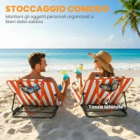 Outsunny Set 2 Lettini Pieghevoli Portatili, Spiaggia, Schienale Regolabile, Arancione.(m-7)