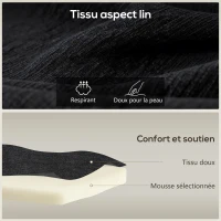 HOMCOM Canapé d'angle en tissu de lin forme L design scandinave pour salon appartement petit espace 193x136x85cm noir(m-5)