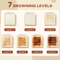 HOMCOM Zestaw Czajnik i Toster, 1,7 litra, 2200W, Termostat Strix, Filtr, Toster na 4 kromki, 7 stopni opiekania, Pojemnik na okruchy, Kremowy+Srebrny(m-6)