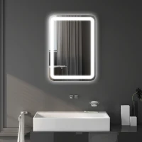 HOMCOM Miroir de salle de bain rectangulaire LED fonction anti-buée luminosité réglable fonction mémoire 70 x 50 cm argent(m-10)