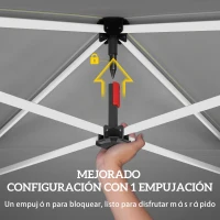 Outsunny Carpa Plegable Pop-up 3x3 m con Pared Lateral UPF50+ Altura Ajustable Empuje Central Bolsa de Transporte Verde(m-4)