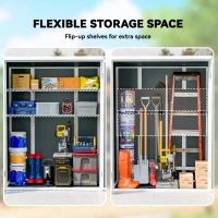 Outsunny Domek Ogrodowy 0,8m², Składany Domek na Narzędzia 134 x 68,5 x 170 cm Plastikowy z Podwójnymi Drzwiami i Podłogą(m-4)