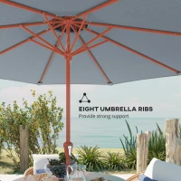 Outsunny 2.7 m Garden Parasol with Double Top Outdoor Market Table Umbrella with Crank System, Light Grey(m-5)