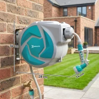 DURHAND Mangueira Retrátil de Parede com Enrolador de 10+1 m com Enrolamento Automático e Bico de 7 Funções Gira 180°(m-3)