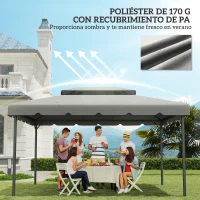 Outsunny Toldo de Recambio para Cenador 4x3 m con Techo Doble Orificios de Drenaje Solo Toldo NO Incluye Marco Gris Claro(m-6)