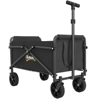 Outsunny Wózek Składany Transportowy 360° Wózek Ogrodowy z Regulowanym Uchwytem, Wózek na Plażę do 60 kg, do Sportu, Zakupów, Czarny